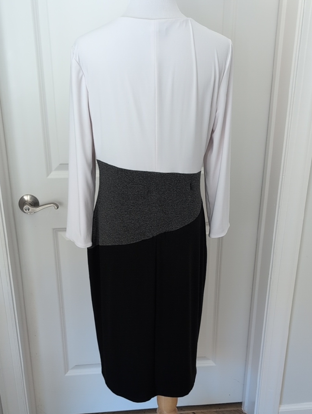 Lauren Ralph Lauren Dress, White Gray Black Block, Long Sleeves, Women's 12 - Picture 4 of 8